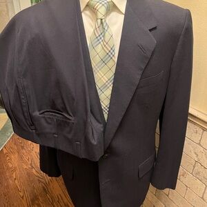 Oxxford Clothes Suit Navy Blue Super 100 Wool Men 44L/40W/30L
